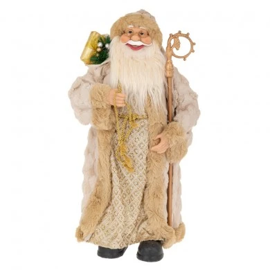 XMAS BEIGE FABRIC SANTA 45CM