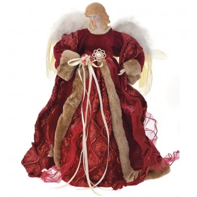 XMAS BURGUNDY ANGEL TREE TOPPER 45CM