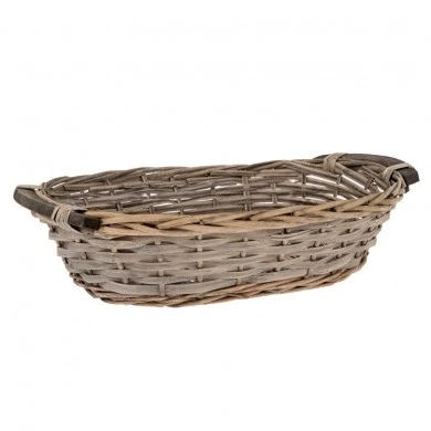 OVAL GREY BASKET 36X27X10 CM