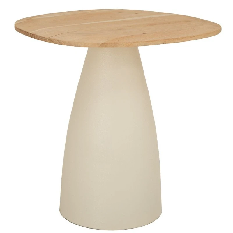 WOOD AND CREAM METAL ACCASIA SIDE TABLE 65X58X45CM
