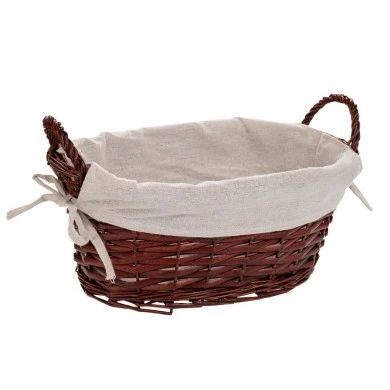 BROWN BASKET WITH FABRIC LINING 34X23X15 CM