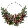 ICED GREEN WREATH WITH RED BERRIES AND PINE CONES 30CM