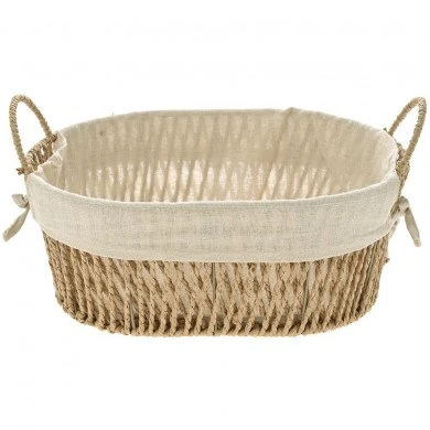 NATURAL WILLOW BASKET WITH FABRIC 35X25X14CM