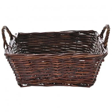 BROWN RECTANGULAR WILLOW BASKET 34X28X13CM