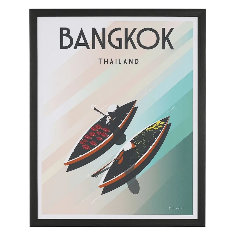 FRAMED PRINT ON CANVAS 60X80 CM BANGKOK RETRO STYLE
