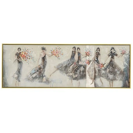 OIL PAINTING OF DANCERS 152X52 CM WITH GOLDEN FRAME