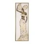 OIL PAINTING ON TOP OF PRINTED CANVAS BLACK GIRL WITH  IN CREAM DRESS  AND GOLDEN  FRAME 42.5Χ4.5Χ122.5CM