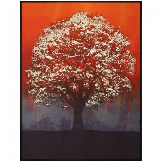 CANVAS ORANGE PAINTING OF TREE WITH BLACK FRAME 90X2.5Χ120CM