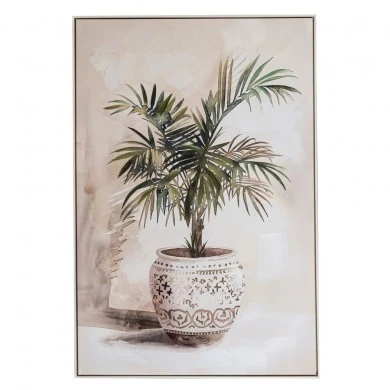 PLANT OIL PAINTING 80Χ120CM WITH SILVER FRAME ON PRINTED CANVAS