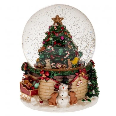 RESIN WINDING WATER GLOBE WITH XMAS TREE AND MUSIC D17X21CM