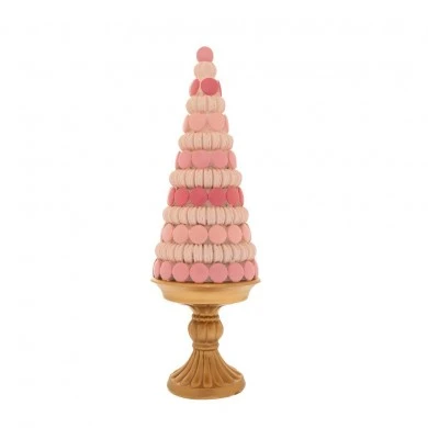 XMAS RESIN MACARON TREE POTTED, PINK 14X14X41CM