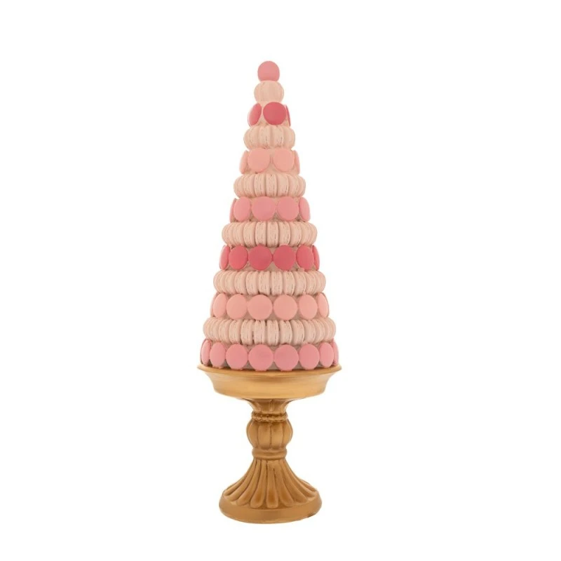 XMAS RESIN MACARON TREE POTTED, PINK PURPLE, 14X14X41CM.