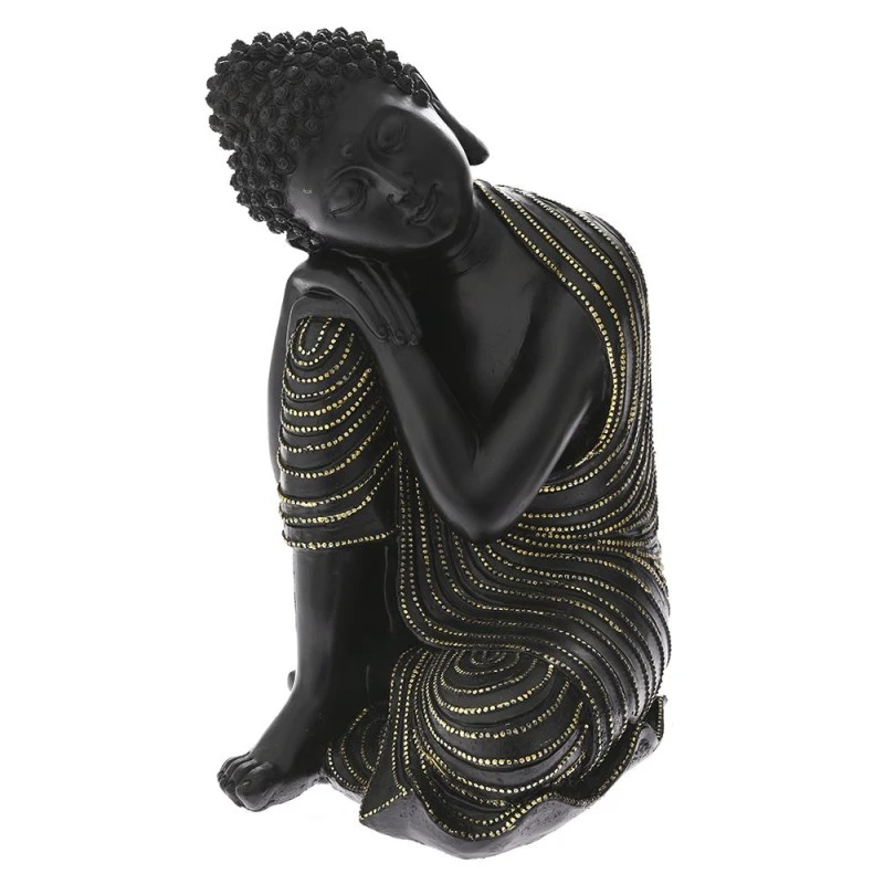 DECO POLYRESIN BLACK BUDDHA SITTING 22x21x31CM