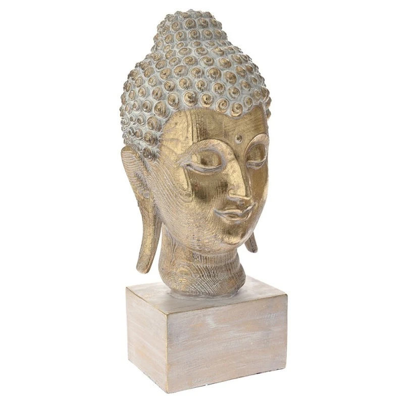 DECO POLYRESIN  BUDDHA HEAD ON WHITE BASE 16x14.5x33CM