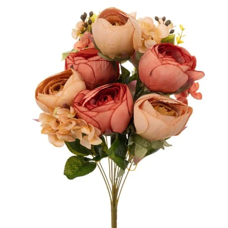ARTIFICIAL ORANGE ROSE DAVID AUSTIN BOUQUET 45CM