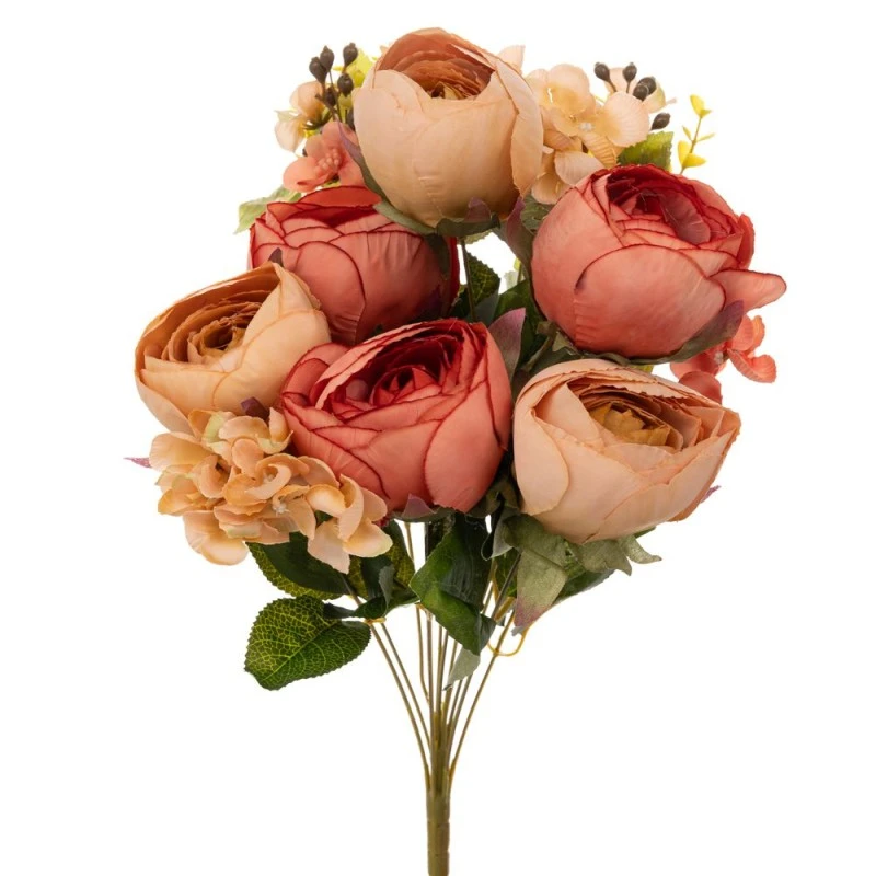 ARTIFICIAL ORANGE ROSE DAVID AUSTIN BOUQUET 45CM