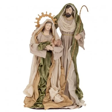 GREEN GOLD HOLY FAMILY FIGURINES 40CM