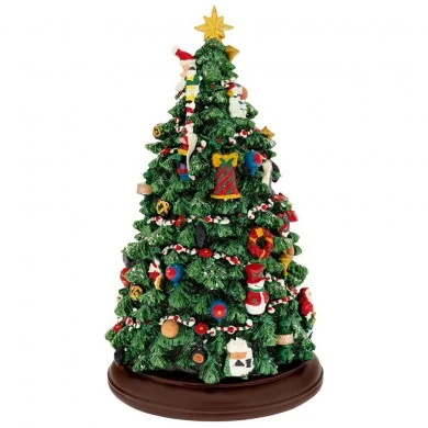 XMAS GREEN COLOUR RESIN WINDING TREE WITH LIGHT, MUSIC AND MOVEMENT 20X20X34CM