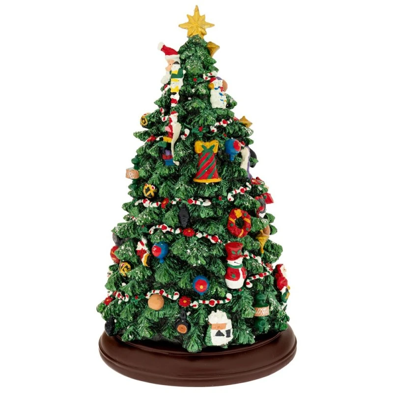XMAS GREEN COLOUR RESIN WINDING TREE WITH LIGHT, MUSIC AND MOVEMENT 23X23X34CM