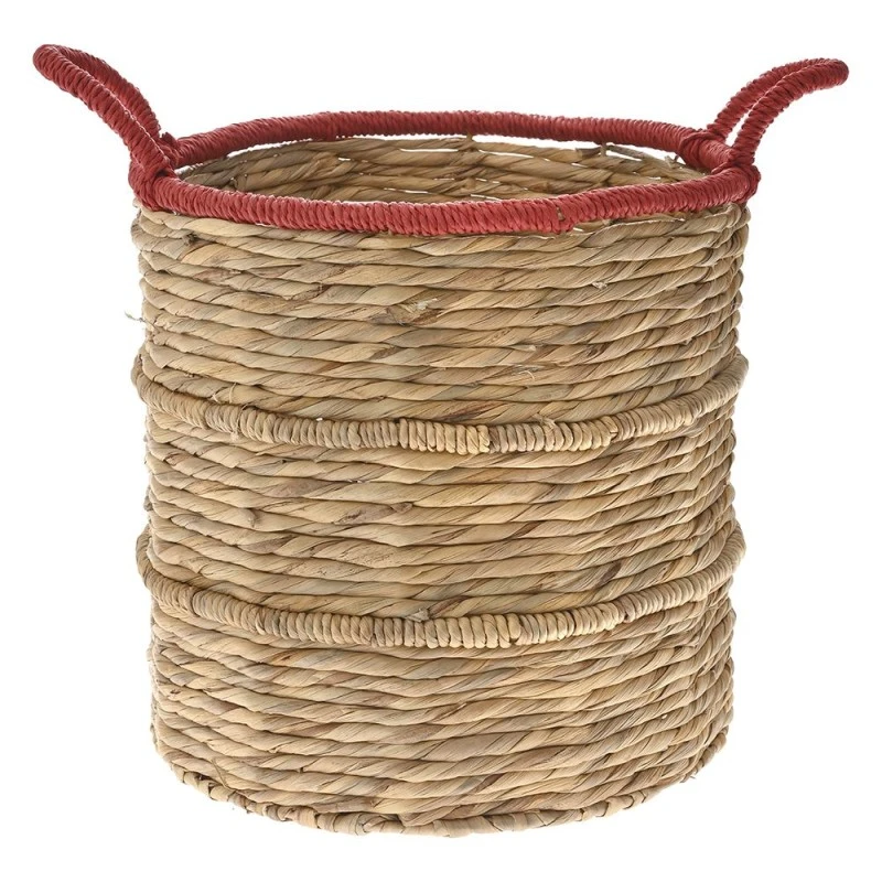 WILLOW BASKET WΙΤΗ RED HANDLES D32x34CM