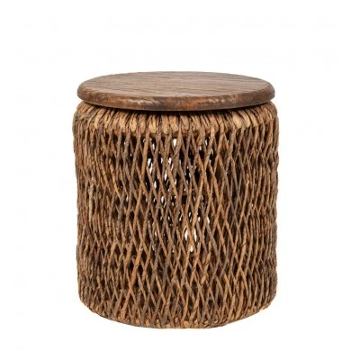 RATTAN STOOL D42x49CM ABACA W STORAGE SPACE