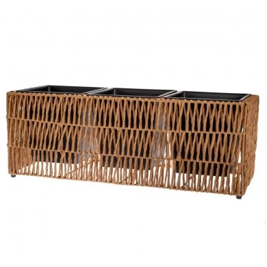 RATTAN RECTANGULAR PLANTER WITH 3 CASES 78,5X30X29CM
