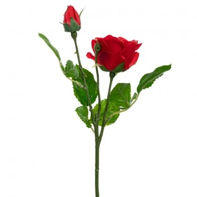 ARTIFICIAL REAL TOUCH RED ROSE STEM X 2 46CM