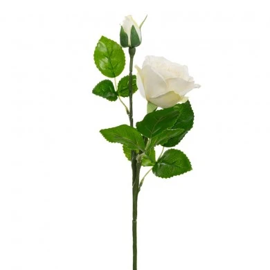 ARTIFICIAL REAL TOUCH WHITE ROSE STEM X 2 46CM