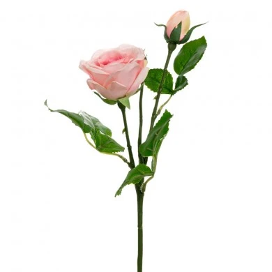 ARTIFICIAL REAL TOUCH PINK ROSE STEM X 2 46CM