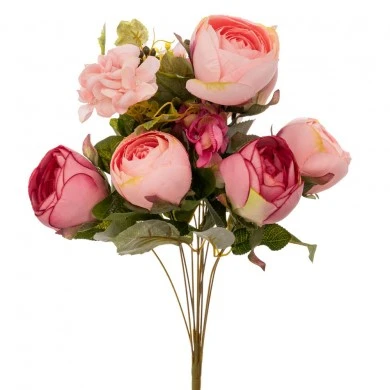 ARTIFICIAL PINK ROSE DAVID AUSTIN BOUQUET 45CM