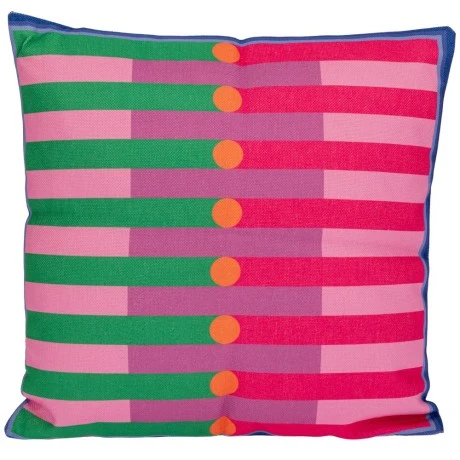 COTTON FABRIC FILLED CUSHION PINK COLOR WITH STRIPES 45X45CM