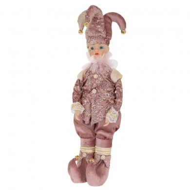 XMAS PINK FABRIC JOKER WITH MUSIC AND MOVEMENT 50CM