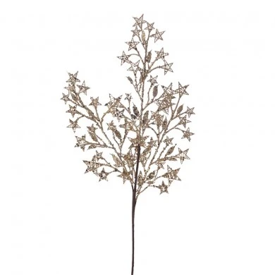 XMAS CHAMPAGNE BRANCH X3 WITH STAR LEAVES 58CM