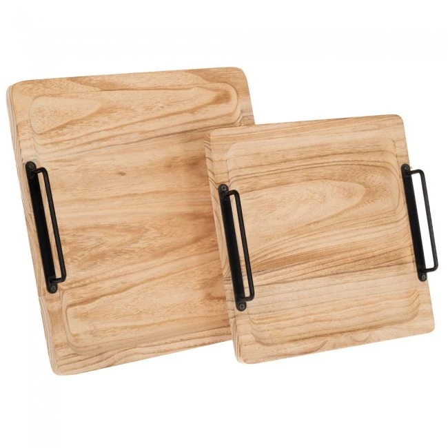 ΣΕΤ 2 ΞΥΛΙΝΟΙ ΔΙΣΚΟΙ ΣΕ ΦΥΣΙΚΟ ΧΡΩΜΑ ΜΕ ΜΑΥΡΑ ΜΕΤΑΛΛΙΚΑ ΧΕΡΟΥΛΙΑ  30Χ30Χ4,5  25Χ25Χ4,5ΕΚ