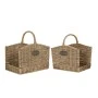 SET 2 WILLOW FIRESIDE BASKET WITH HANDLE 49X36X36  42X30X33CM
