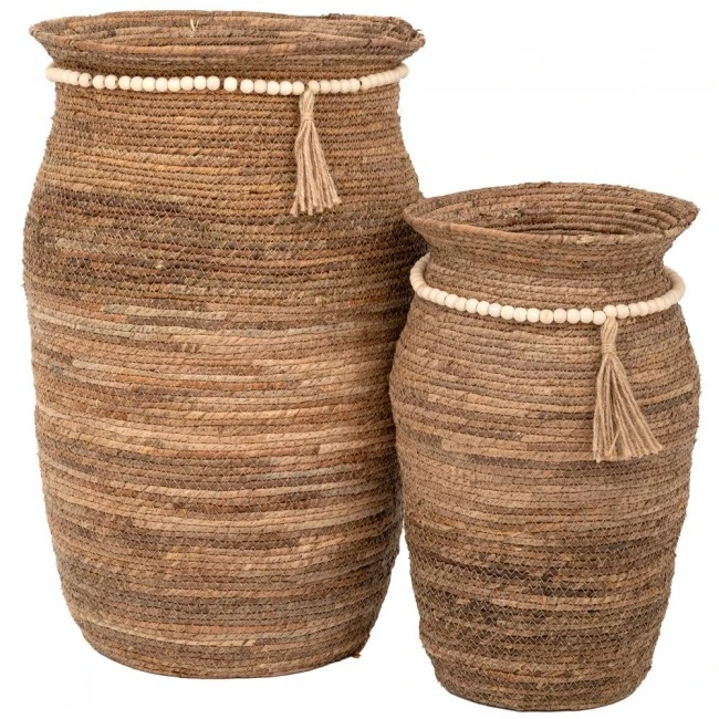 SET 2 NATURAL ROPE VASE 35X76 28X54CM