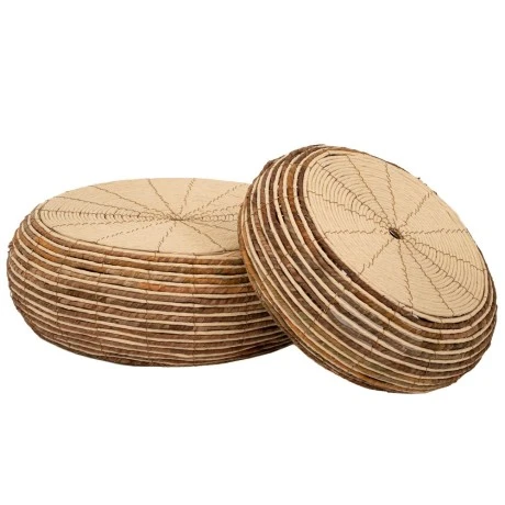 SET 2 NATURAL ROPE FLOOR PILLOW 62X20 46X19CM