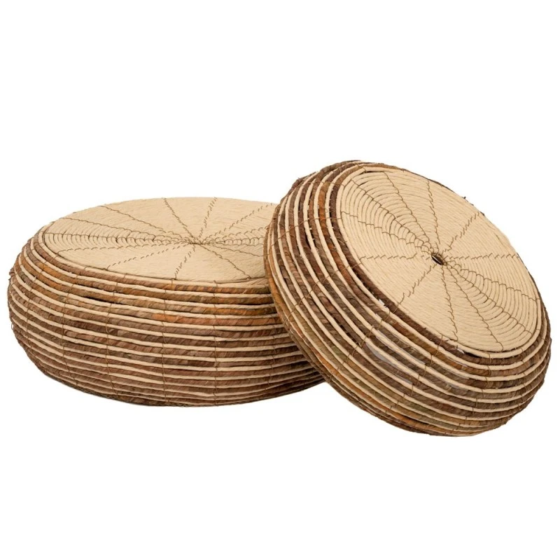 SET 2 NATURAL ROPE FLOOR PILLOW 62X20 46X19CM