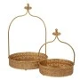 SET 2 GOLD METAL TRAY WITH HANDLE D37X56 D28X36CM
