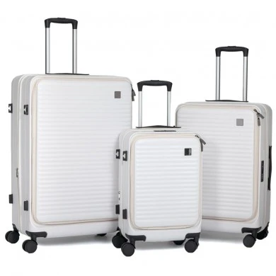 SET 3 WHITE SUITCASE WITH WHEELS 50 61 71CM