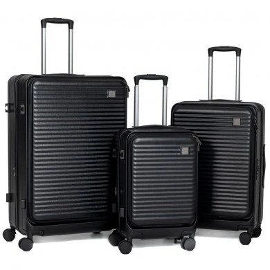 SET 3 BLACK SUITCASE WITH WHEELS 50 61 71CM