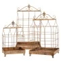 SET 3 DECO GOLD METAL BIRD CAGE 37X37X68  32,5X32,5X57  27X27X46CM