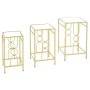 SΕΤ 3 GOLD METAL SIDE TABLE WΙΤΗ MIRROR TOP 35Χ60 30Χ55 25Χ50CM