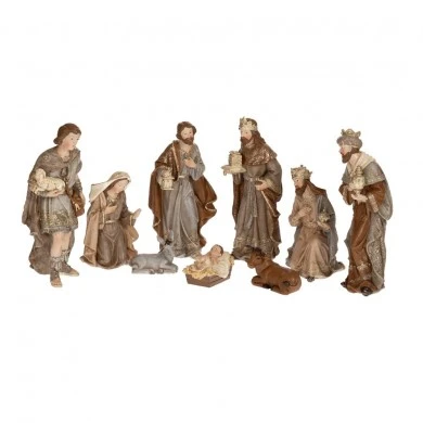 SET 9 RESIN NATIVITY FIGURINES 18CM