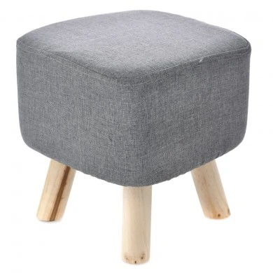 WOODEN STOOL WITH GREY CUSHION TOP 30X33CM
