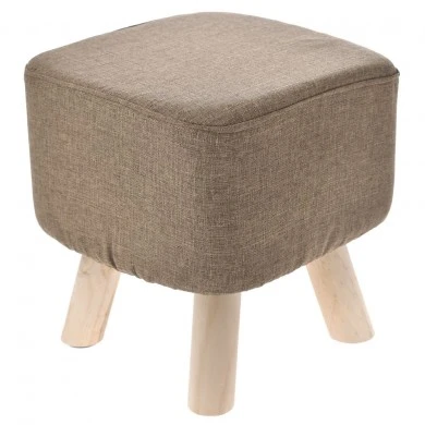 WOODEN STOOL WITH BROWN CUSHION TOP 30X30Χ40CM