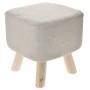 WOODEN STOOL WITH CREAM CUSHION TOP 33X31X33CM