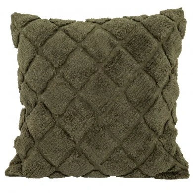 COTTON FABRIC FILLED CUSHION DARK GREEN COLOR 50X50CM