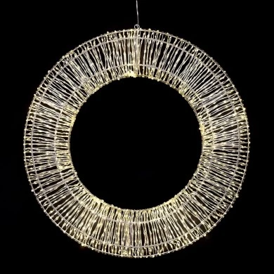 HANGING WREATH D60X6 CM WITH 1200 WARM WHITE LED LIGHTS IP44
