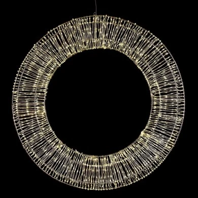 HANGING WREATH D 80X8 CM WITH 1600 WARM WHITE LED LIGHTS IP44